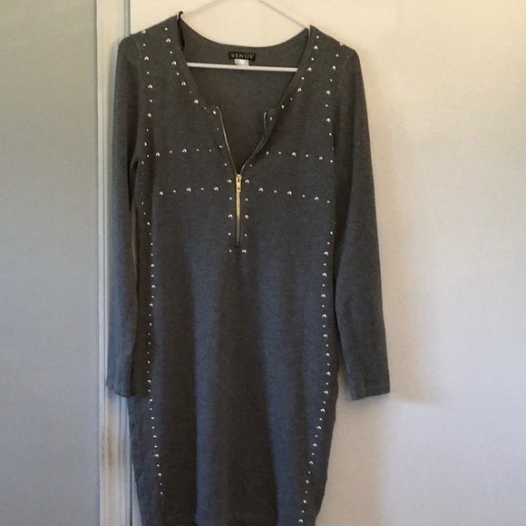 VENUS Dresses & Skirts - Sexy Venus long sleeve sweater, dress with gold embellishments